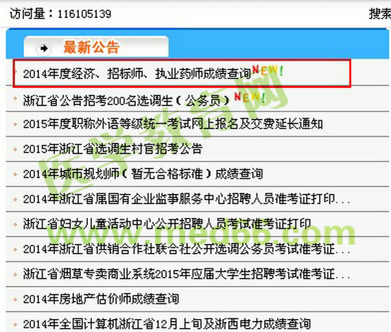 2014浙江省執(zhí)業(yè)藥師成績查詢入口