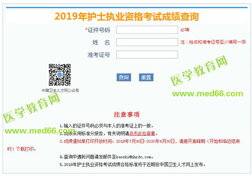2019年護士資格考試成績查詢?nèi)肟? width=